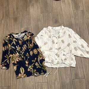 Daniel Rainn Navy and White Floral Blouses. Maternity size small